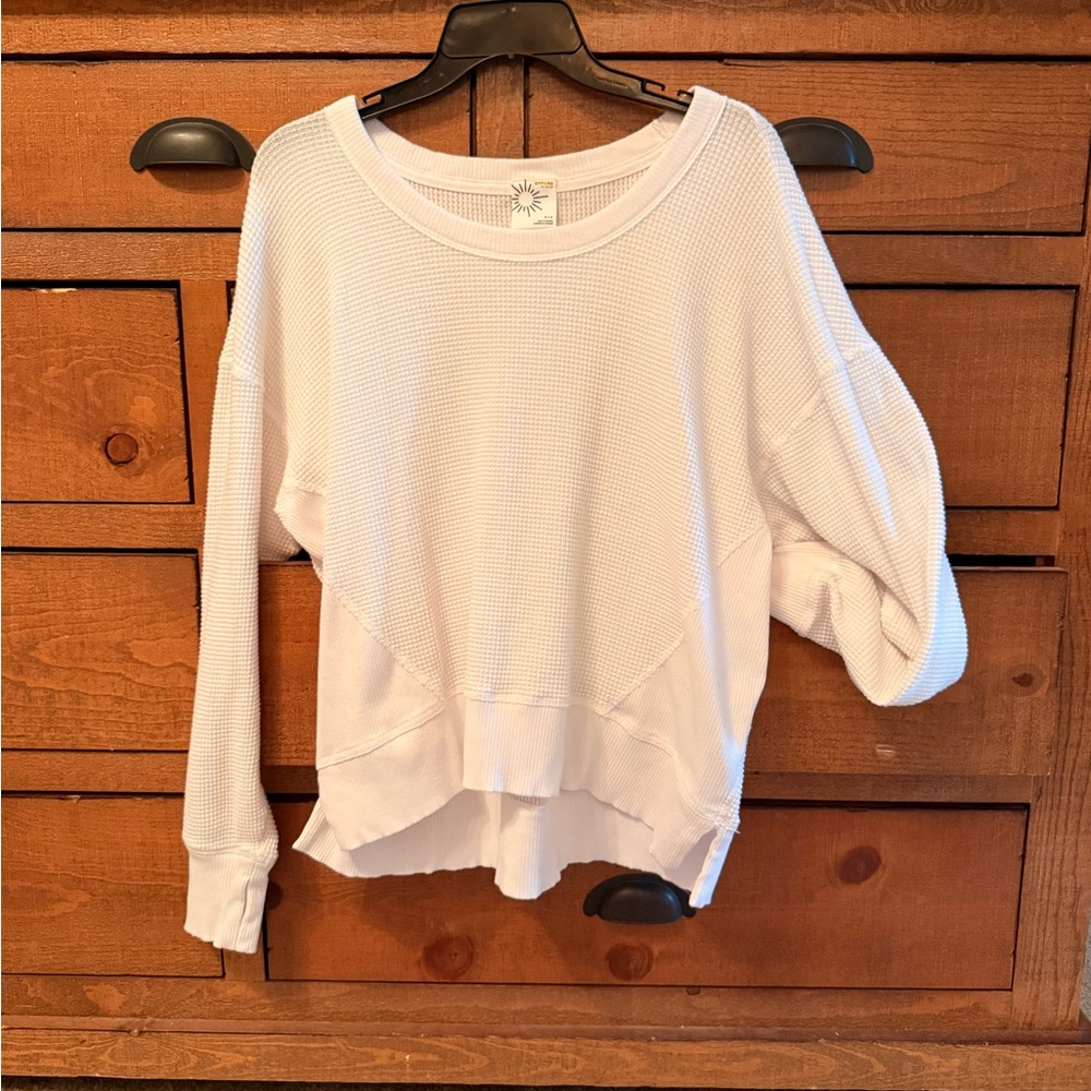 Aerie White Waffle Knit Oversized Pullover